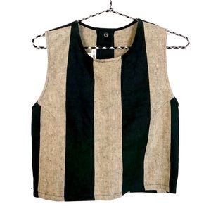 Ali Golden Striped Linen Top